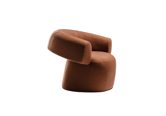 Rostbrauner Sessel in organischer Form