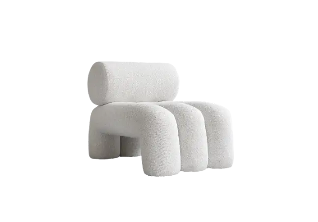 Weißer Bouclé-Sessel