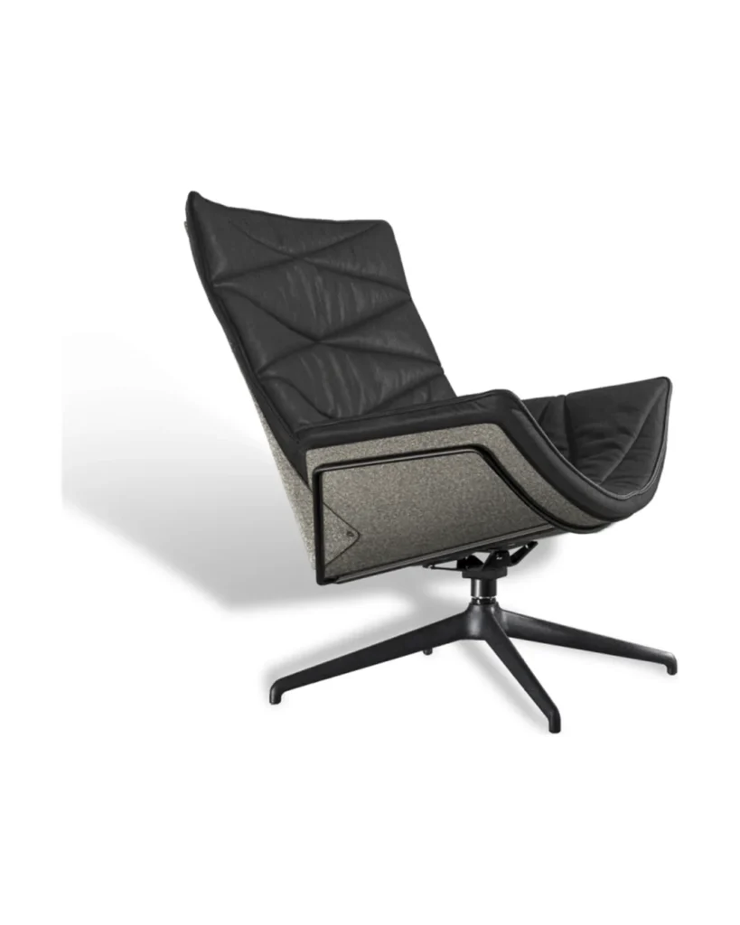 KFF NEST LOUNGE Sessel von Volker Hundertmark in schwarzem Leder